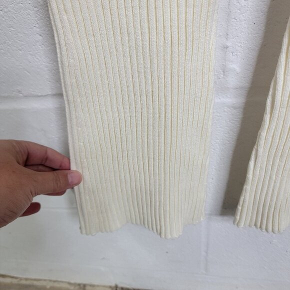 Andreadamo Ivory Ribbed Knit Flare Cutout Pants Womens XS NEW Made in Italy - Picture 8 of 10